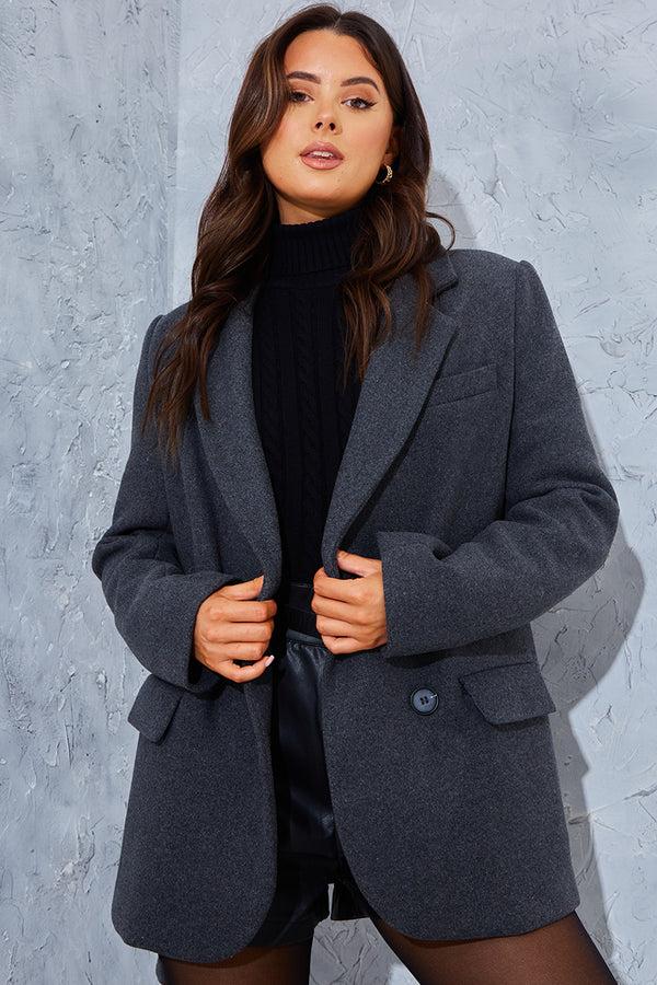 in the style In the Style Premium Wool Blazer Charcoal