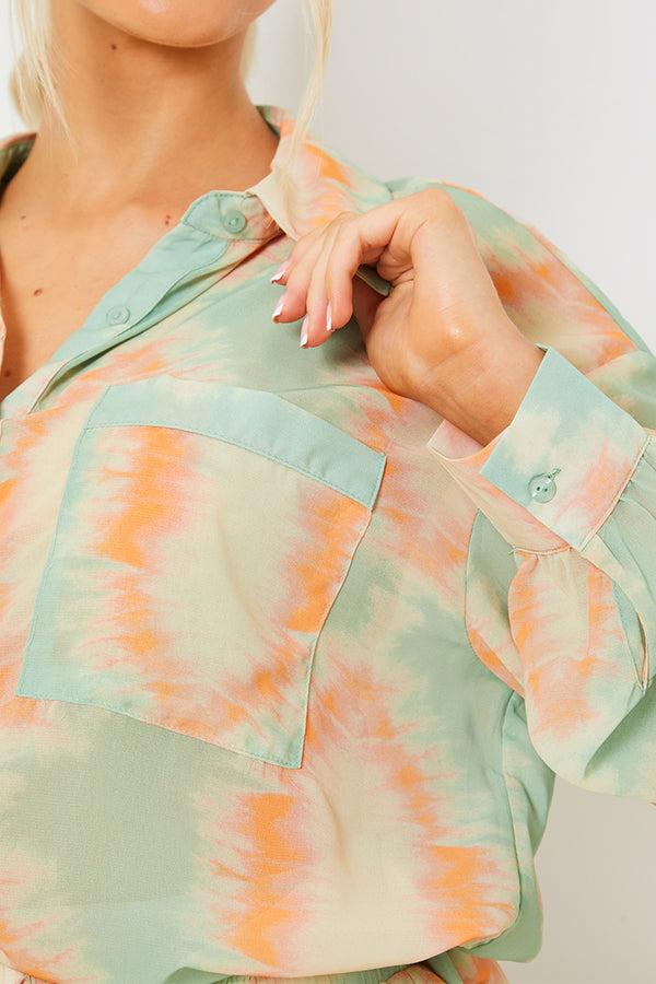 In The Style In The Style Printed Button Up Beach Co-Ord Shirt Multicoloured