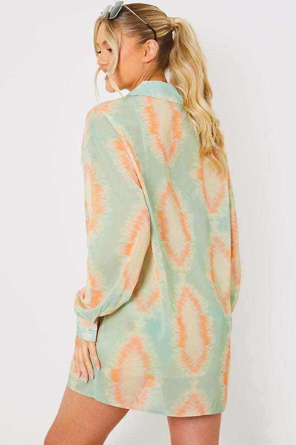 In The Style In The Style Printed Button Up Beach Co-Ord Shirt Multicoloured