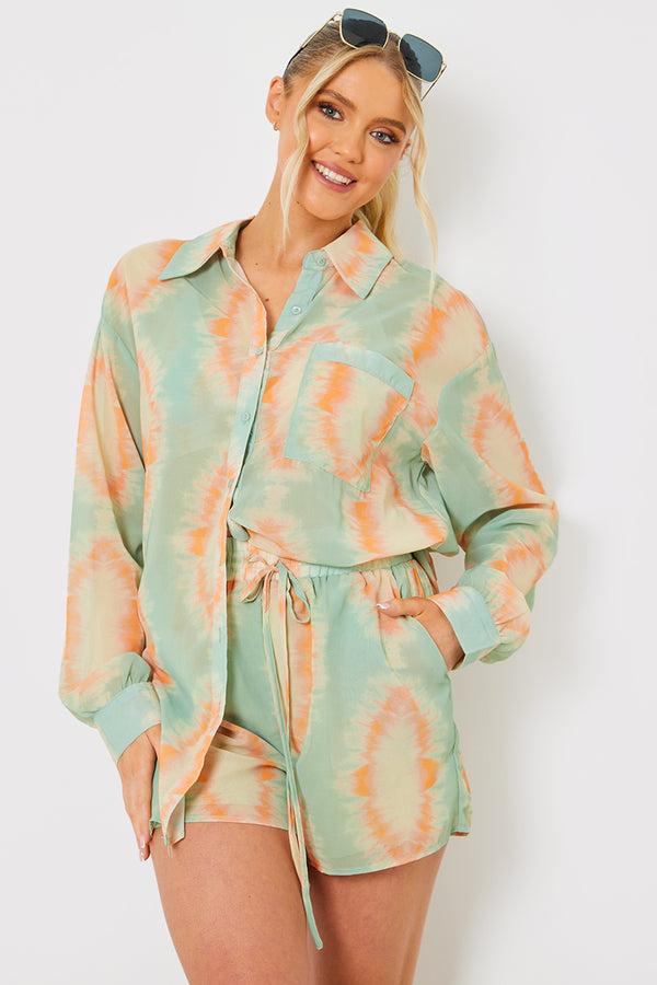 in the style In the Style Printed Button Up Beach Co-Ord Shirt Multicoloured