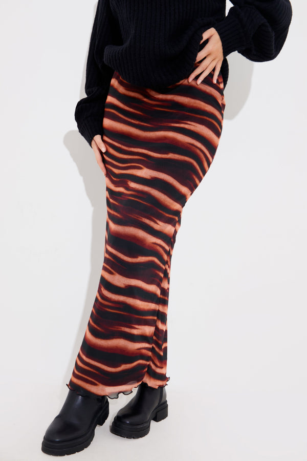 In The Style In The Style PRINTED MESH MIDAXI SKIRT Multi