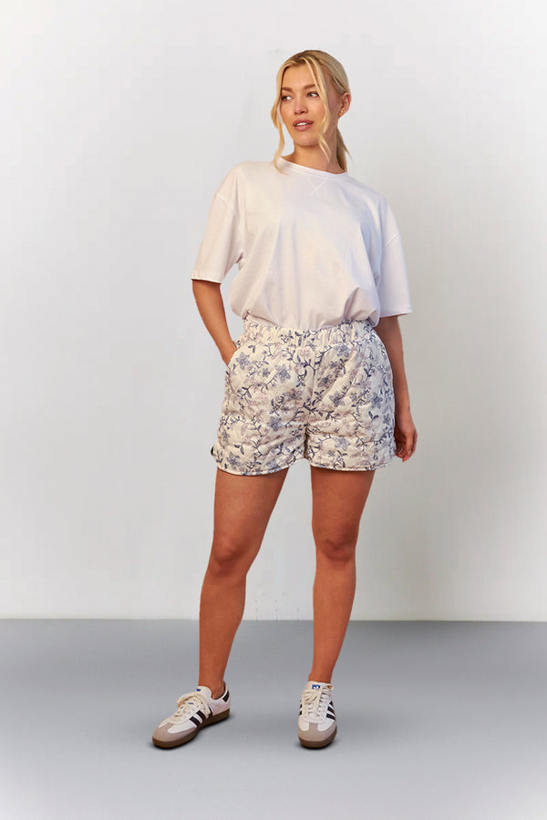 In The Style In The Style Printed Quilted Shorts White Blue