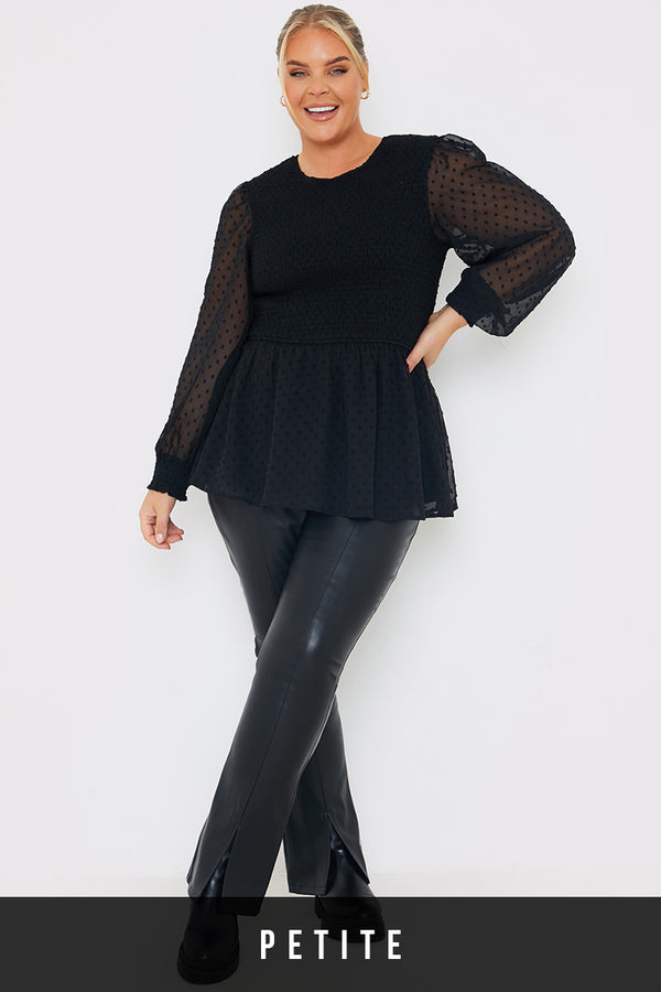 In The Style In The Style PU Split Hem Flare Trousers Black