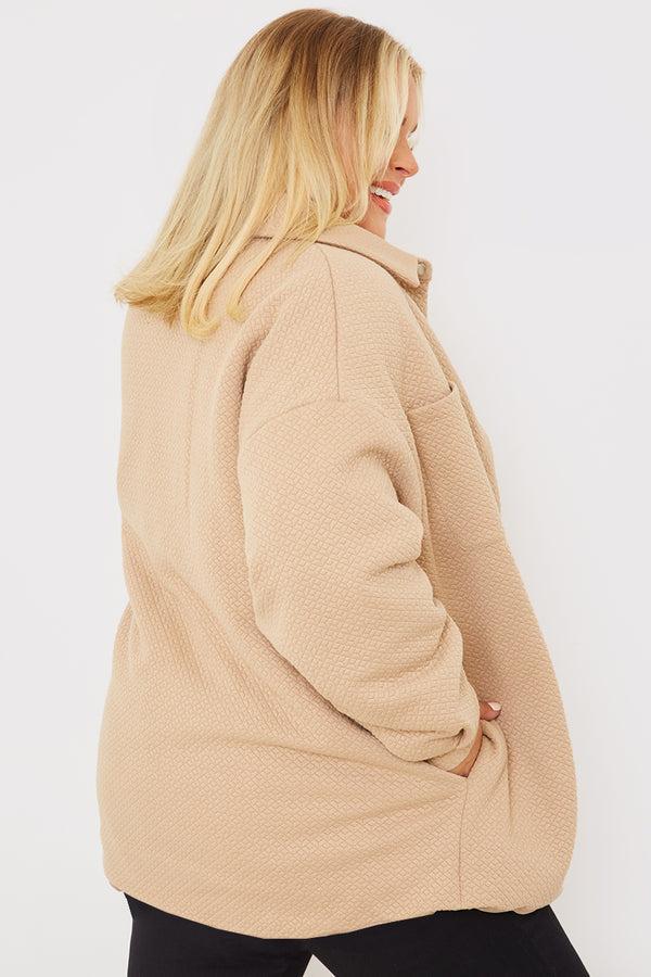 In The Style In The Style Quilted Oversized Shacket Stone