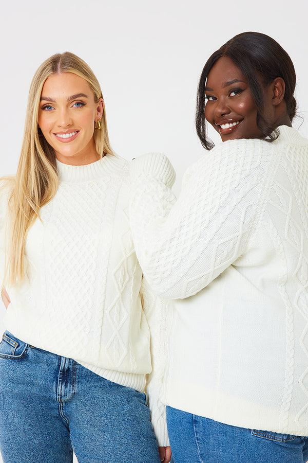 In The Style In The Style Recycled Cable Knitted Jumper Cream