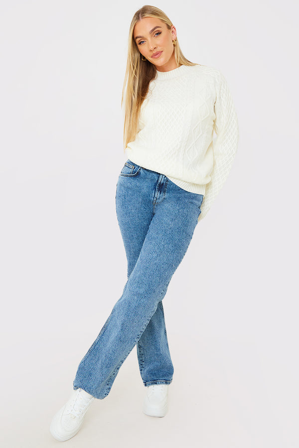In The Style In The Style Recycled Cable Knitted Jumper Cream