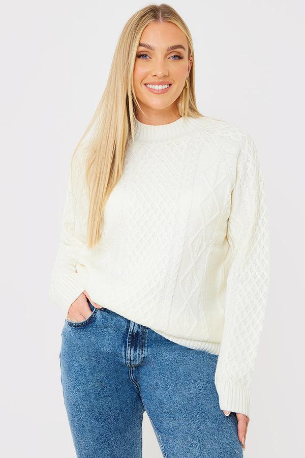 in the style In the Style Recycled Cable Knitted Jumper Cream