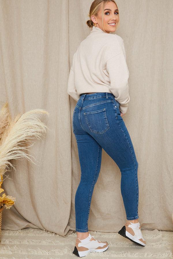 In The Style In The Style Recycled Dark Wash Denim Jeans Blue