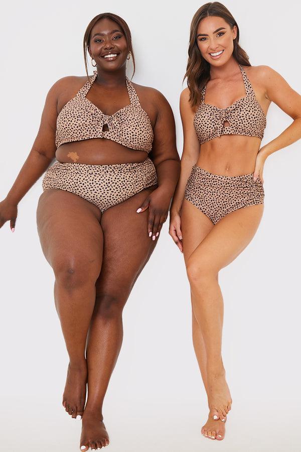 In The Style In The Style Recycled High Waisted Control Bikini Bottoms Brown