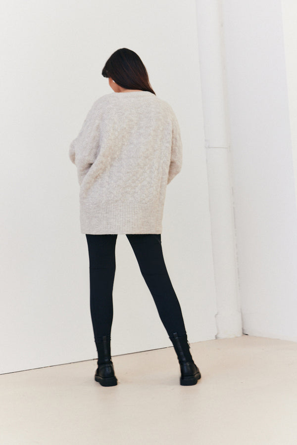 In The Style In The Style Recycled Interest Yarn Crew Neck Knit Jumper Oatmeal