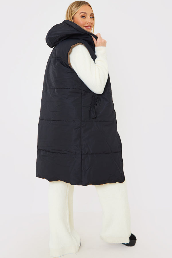 In The Style In The Style Recycled Longline Reversible Gilet Black