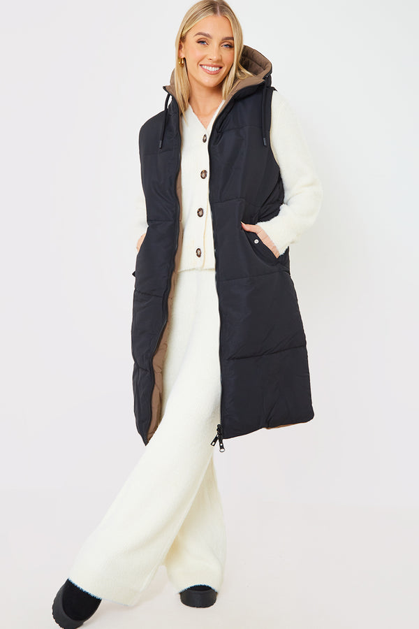 in the style In the Style Recycled Longline Reversible Gilet Black