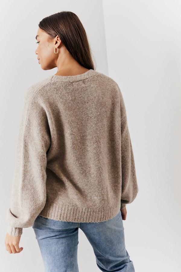 In The Style In The Style Recycled Rose Button Front Knitted Cardigan Mocha