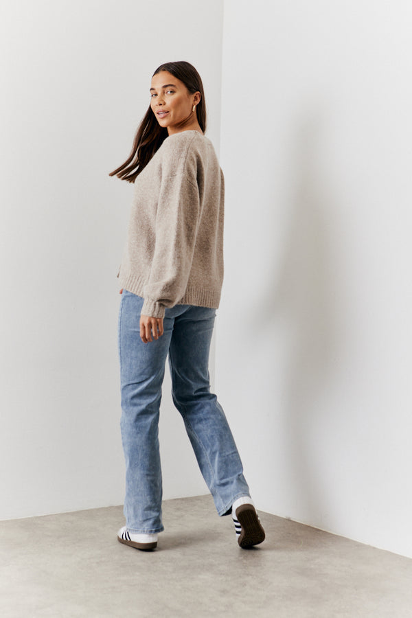 In The Style In The Style Recycled Rose Button Front Knitted Cardigan Mocha