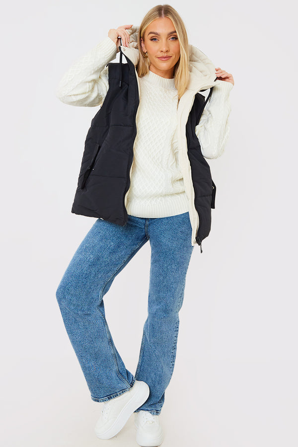 In The Style In The Style Recycled Short Reversible Gilet Black