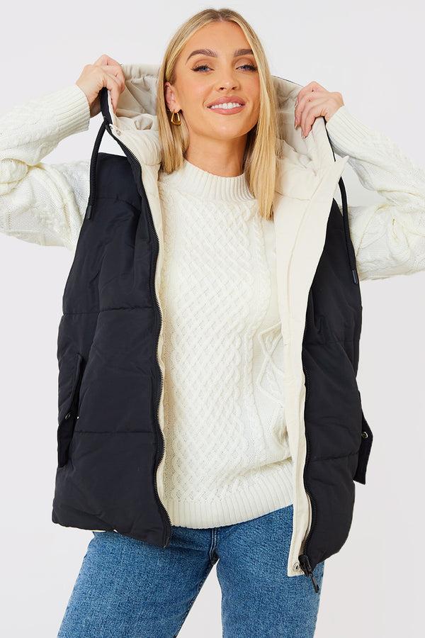 in the style In the Style Recycled Short Reversible Gilet Black