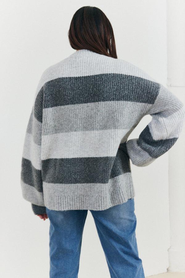 In The Style In The Style Recycled Stripe Tonal Knitted Jumper Grey