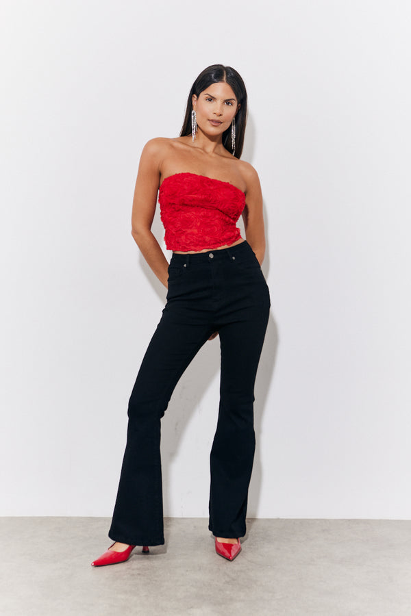 In The Style In The Style Red 3D Floral Bandeau Top Red