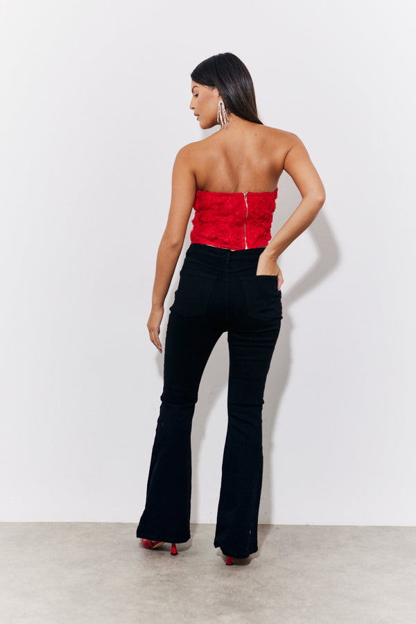 In The Style In The Style Red 3D Floral Bandeau Top Red