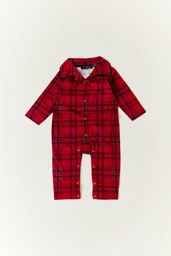 in the style In the Style Red Babies Checked Matching Family Romper Red