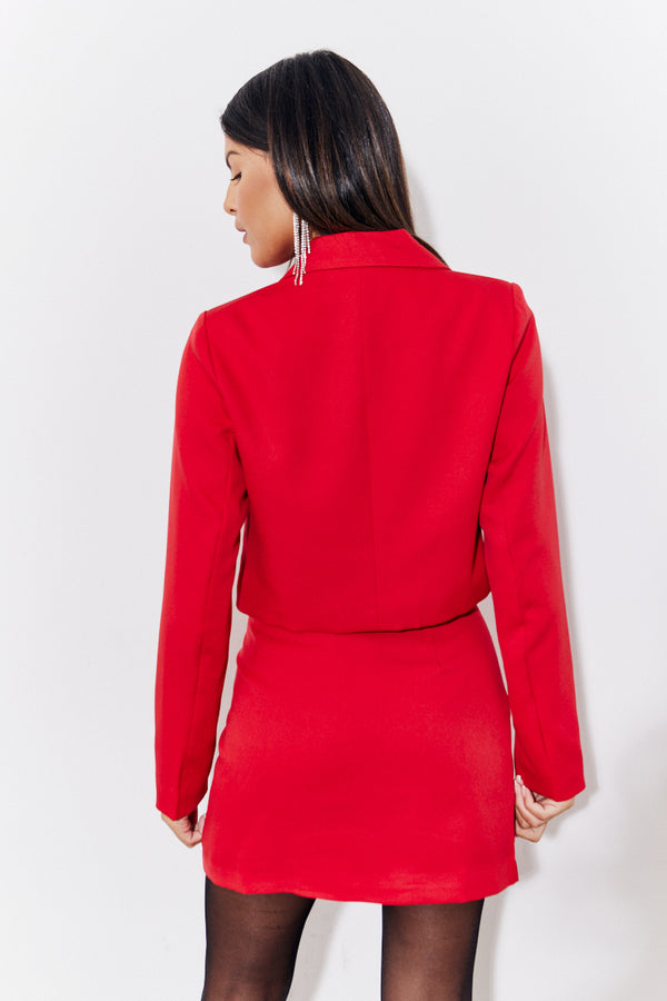 In The Style In The Style Red Cropped Tailored Blazer Red