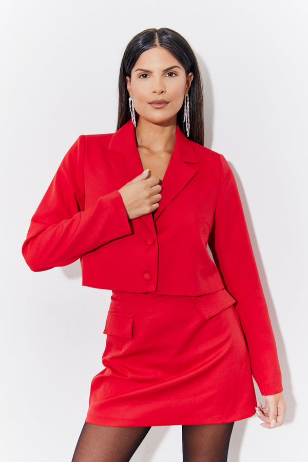 in the style In the Style Red Cropped Tailored Blazer Red