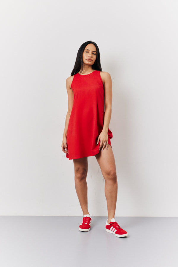 in the style In The Style Red Linen A-Line Mini Dress Red