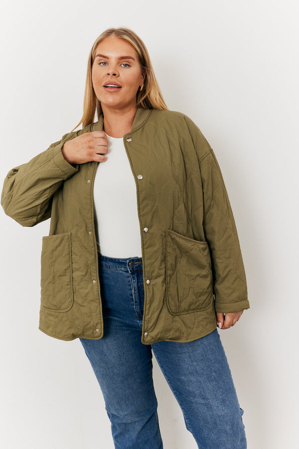 in the style In the Style Relaxed Lightweight Quilted Jacket Khaki