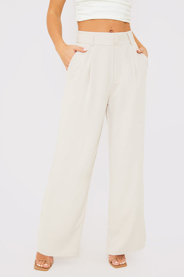 In The Style In The Style Relaxed Wide Leg Trouser Cream