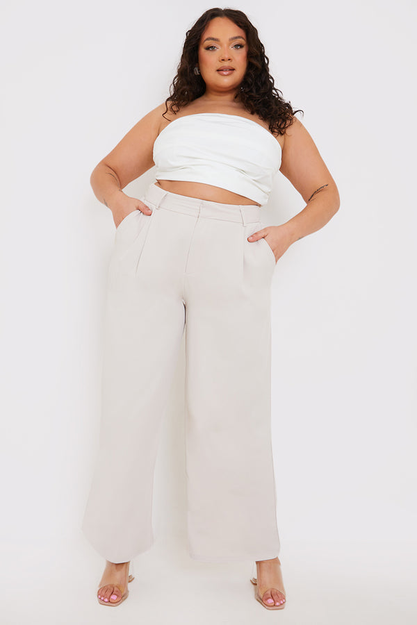 In The Style In The Style Relaxed Wide Leg Trouser Cream