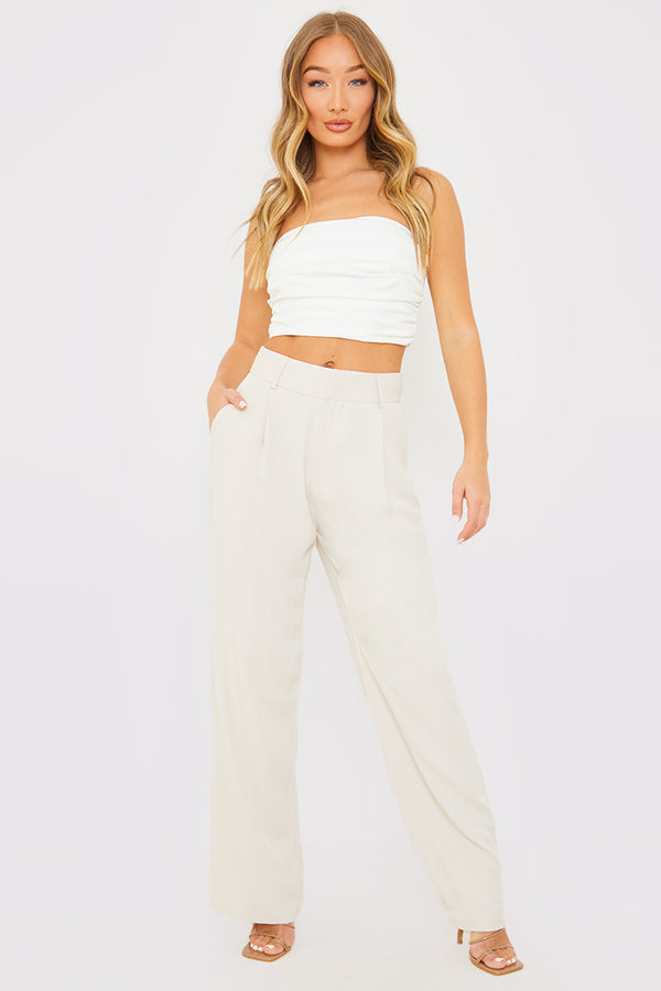 in the style In the Style Relaxed Wide Leg Trouser Cream