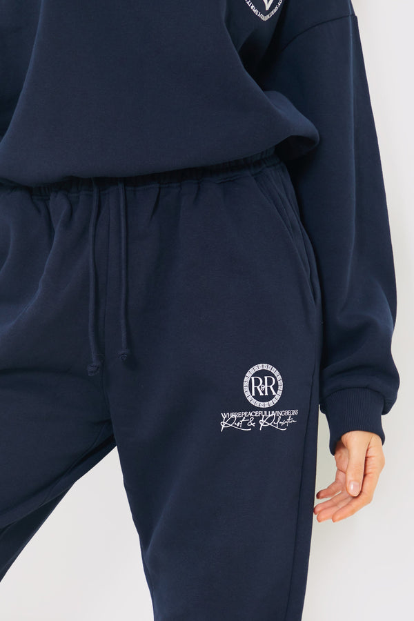 In The Style In The Style Rest & Relaxation' Printed Joggers Navy