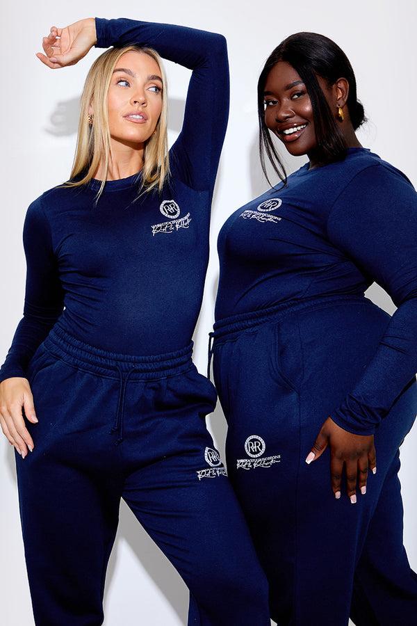 in the style In the Style Rest & Relaxation' Printed Long Sleeve Bodysuit Navy