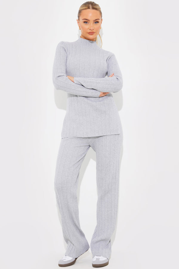 In The Style In The Style Rib Knitted Co Ord Trouser Blue