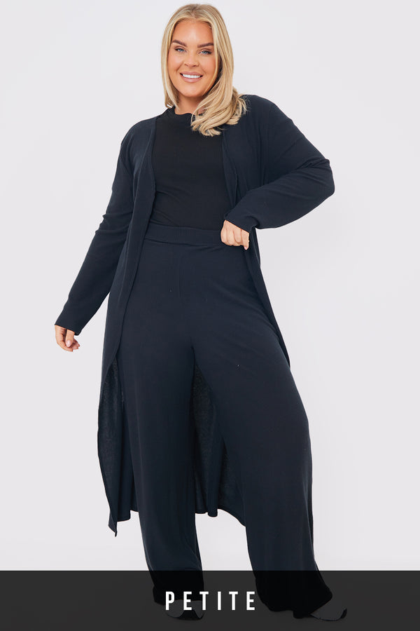 In The Style In The Style Rib Wide Leg Trousers Black