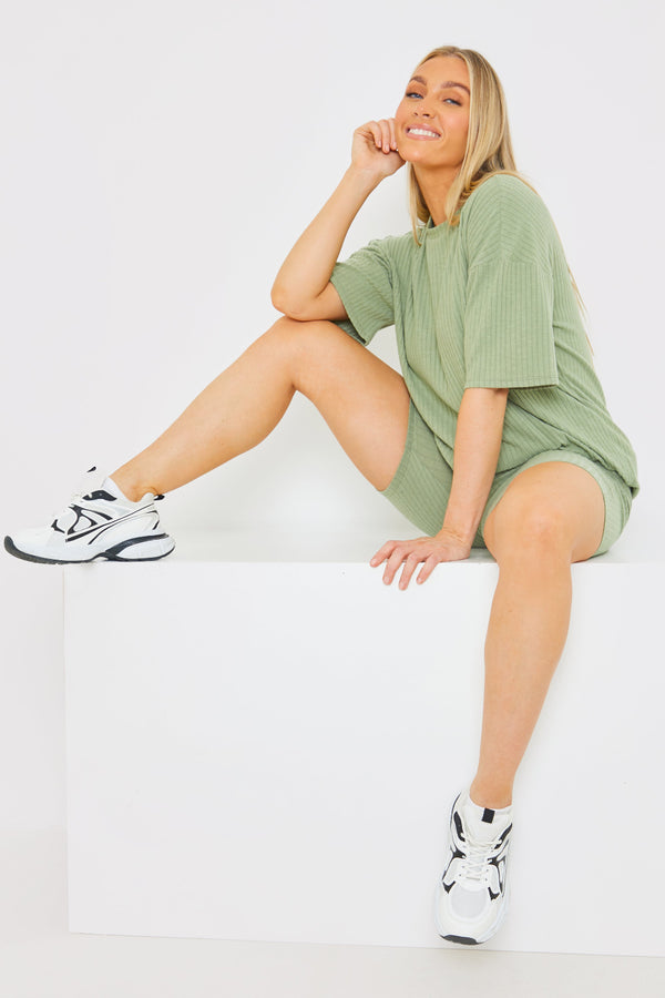 In The Style In The Style RIBBED CYCLING SHORTS Sage