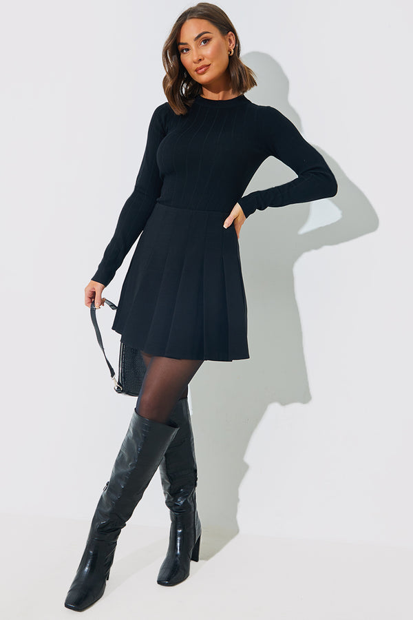 In The Style In The Style Ribbed Knit Long Sleeved Bodysuit Black