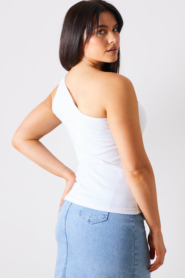 In The Style In The Style Ribbed One Shoulder Vest Black