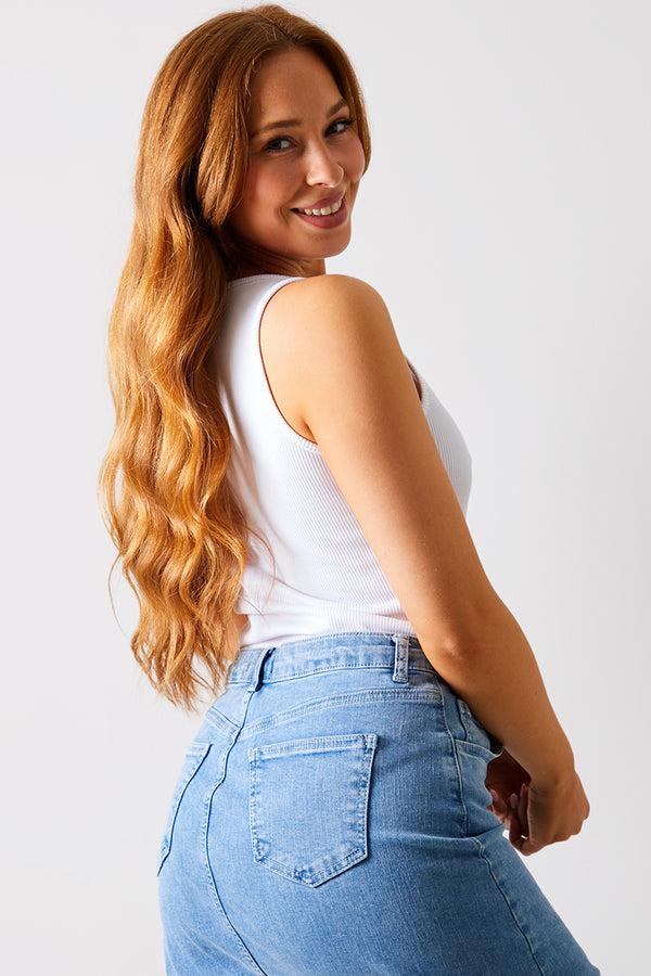 In The Style In The Style Ribbed Sweatheart Neckline Bodysuit White