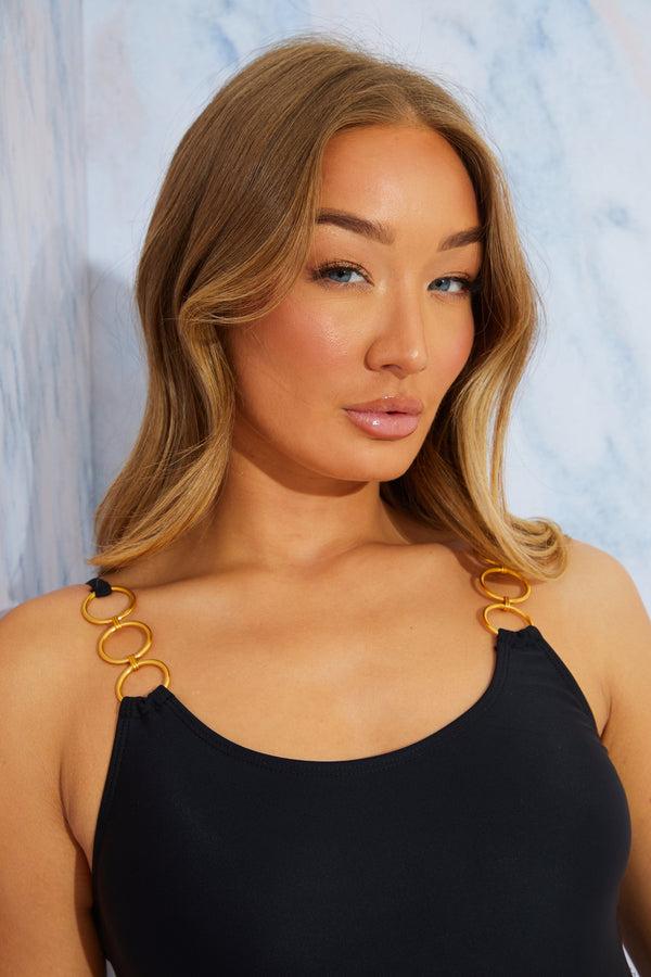 In The Style In The Style Ring Detail Swimsuit Black