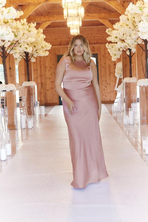 in the style In The Style Rose Pink Satin Cowl Back Maxi Dress Rose pink