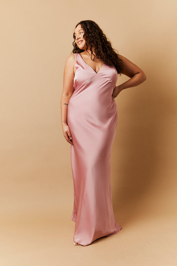 In The Style In The Style Rose Pink Satin Twist Back Maxi Dress Rose Pink