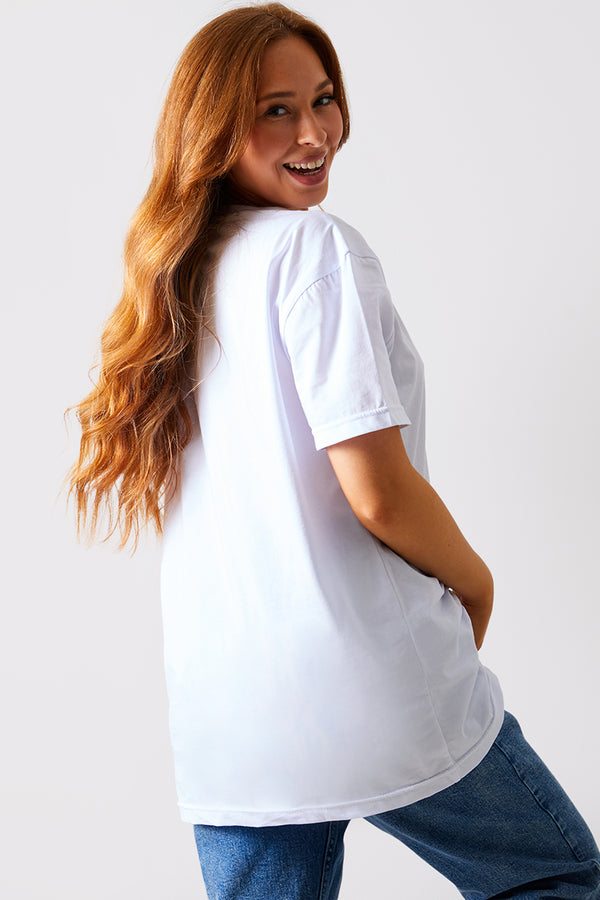 In The Style In The Style Ruched Longline Aysmmetric T-Shirt White