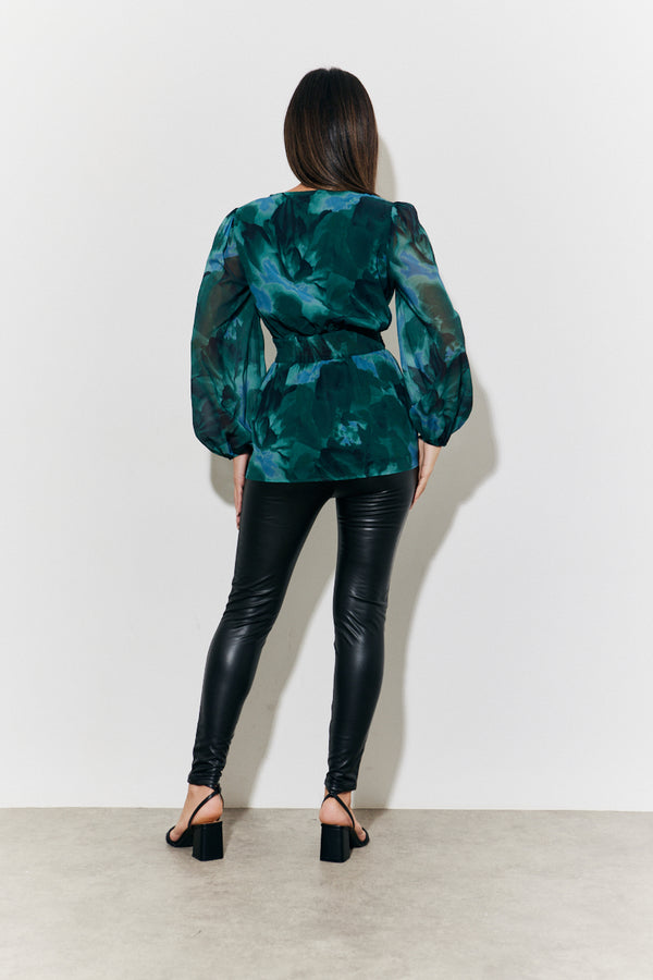 In The Style In The Style Ruched Printed Blouse Multicoloured