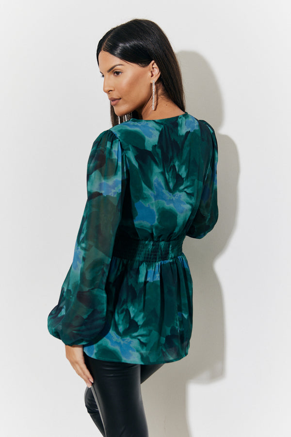 In The Style In The Style Ruched Printed Blouse Multicoloured