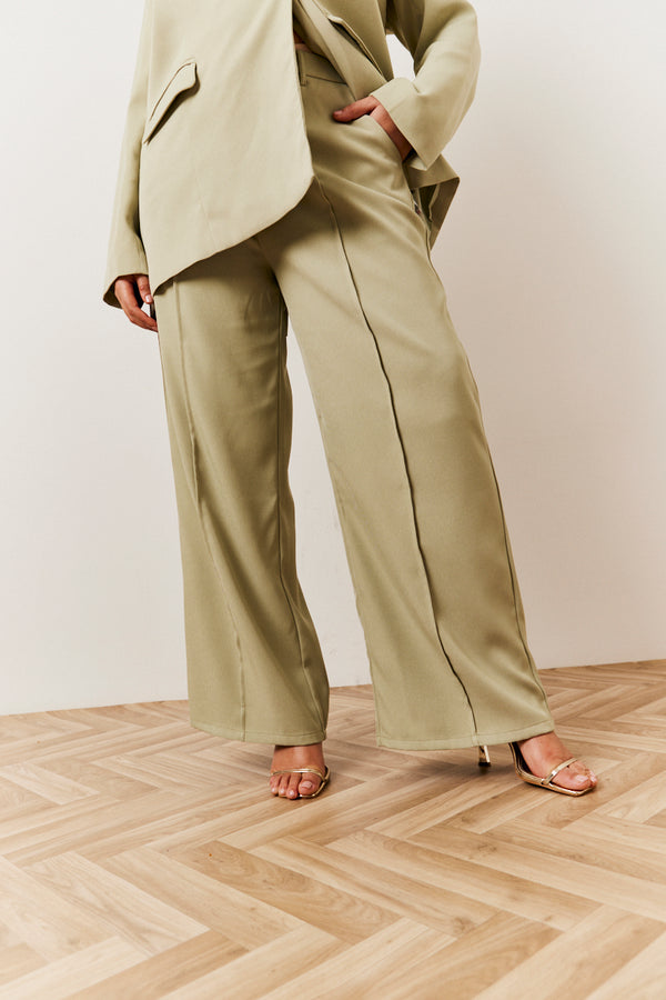 In The Style In The Style Sage Pleated Wide Leg Trouser Sage