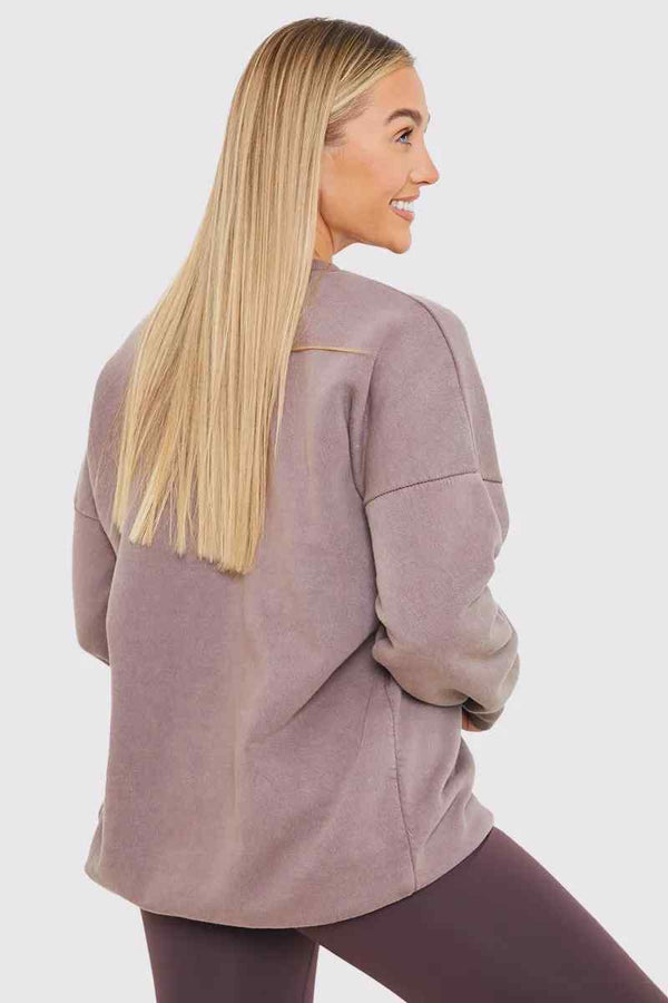 In The Style In The Style Salt Lake City' Acid Wash Slogan Sweater Mauve