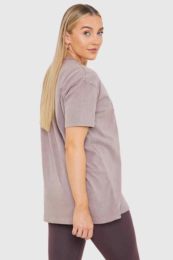 In The Style In The Style Salt Lake City' Acid Wash Slogan T-Shirt Mauve