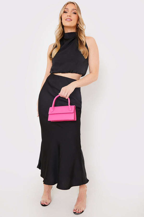 In The Style In The Style Satin Maxi Co Ord Skirt Black