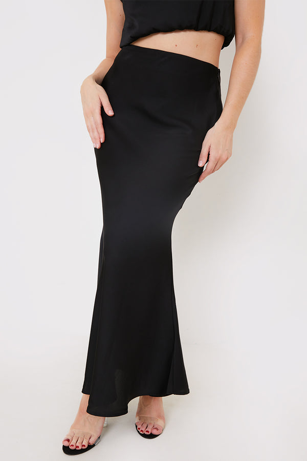 In The Style In The Style Satin Maxi Co Ord Skirt Black